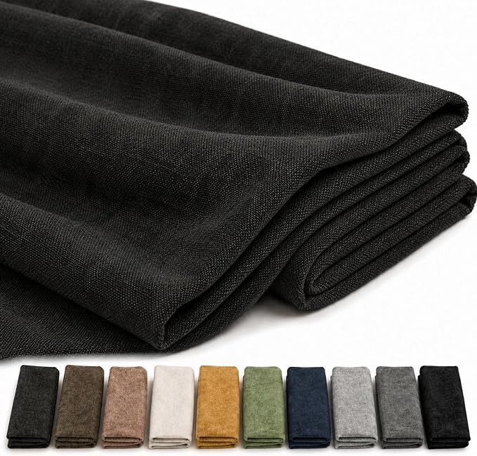 Mini Chenille Linen Blend Upholstery Fabric by the Yard, 57 Inch Wide Soft by Laklinlin