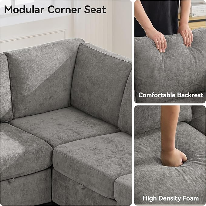 104'' U Shaped Modular Sofa, Sectional Couches - Image 4