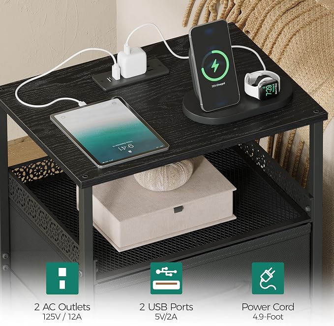 JARHETUN Nightstand Set of 2, Night Stands - Image 4