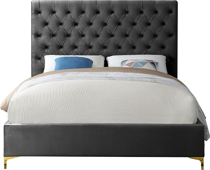 Meridian Furniture Cruz Collection Modern | Contemporary Velvet Upholstered Bed - Image 7