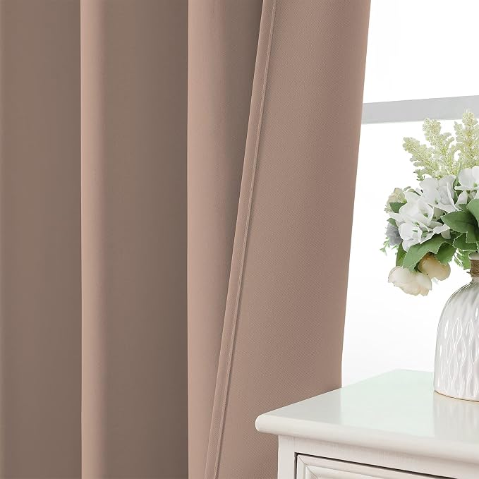CUCRAF Khaki Blackout Curtains 90 inch Length 2 Panels Set, Rod Pocket Room - Image 6