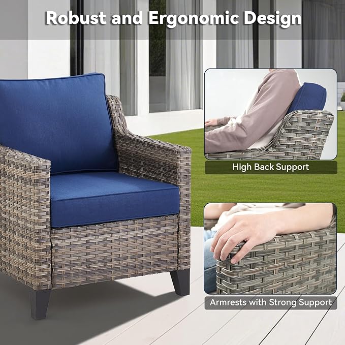 3 Pieces Patio Furniture Sets-Outdoor PE Rattan Wicker Chairs - Image 7