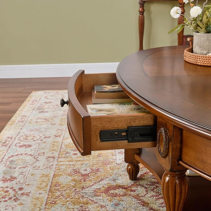 LEEMTORIG Oval Coffee Table for Living Room, Solid Wood Table - Image 7