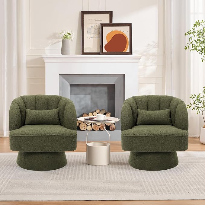 Garvee Ultra-Plush Swivel Accent Chair, 360° Barrel Lounge Chair - Image 2