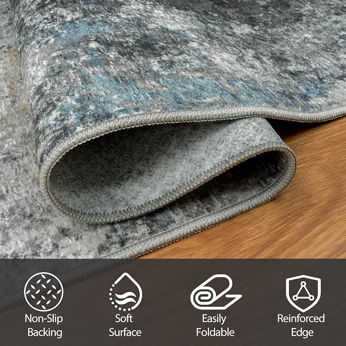 5x7 Area Rugs for Living Room Rug Washable: Abstract Rug for Dining Room - Image 4