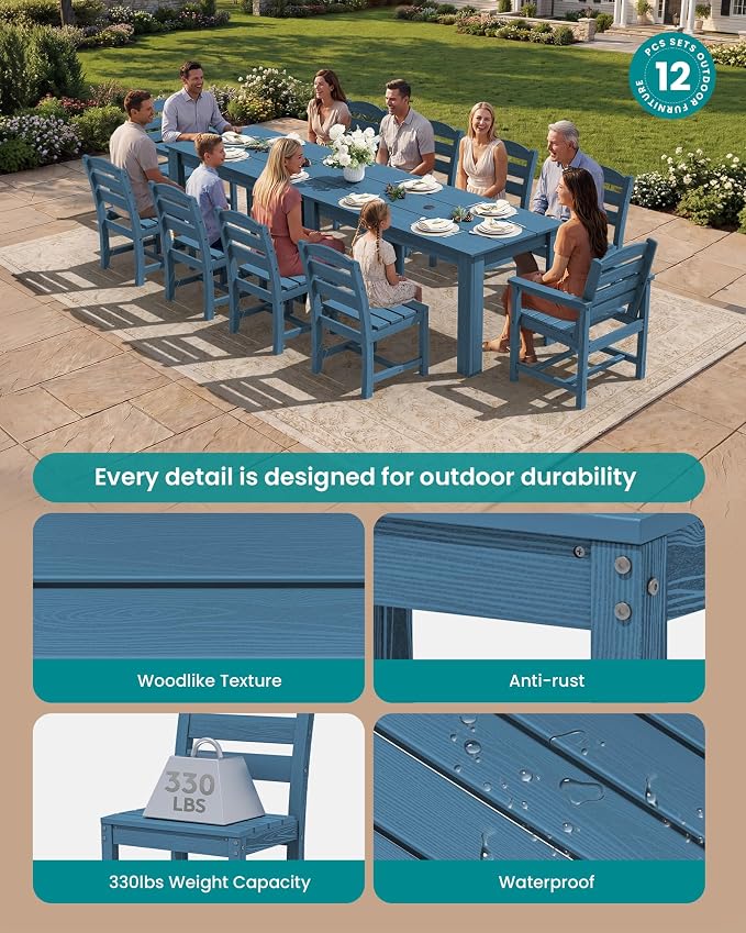SERWALL HDPE Dining Set for 10 – 2 Tables, 8 Armless + 2 Armchairs. Includes 10 - Image 2