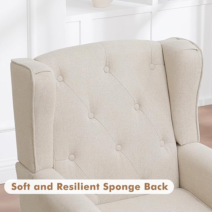 Accent Chair for Living Room, Mid Century Modern Upholstered Armchair, Wingback - Image 6