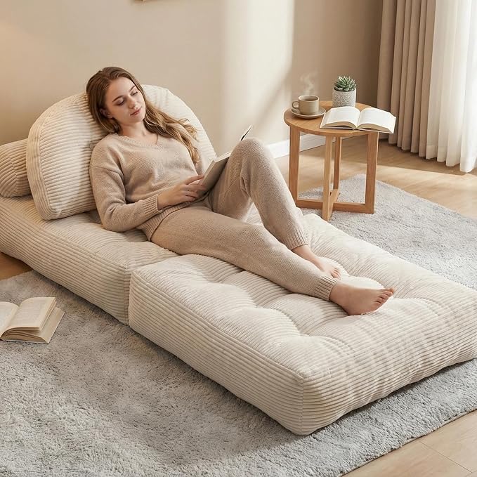 Convertible Corduroy Floor Sofa, 3-in-1 Folding Lazy Sofa Bed - Image 7