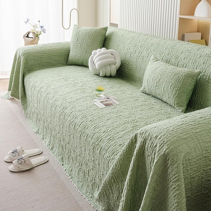 DREAMINGO Bubble Textured Cooling Sofa Cover, Ice Silk Breathable Couch Cover - Image 4