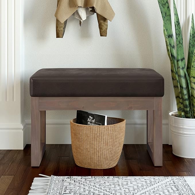 SIMPLIHOME Milltown Small Ottoman Bench - Image 2