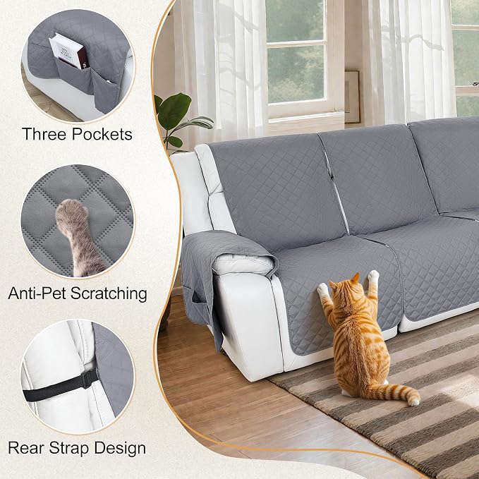 HDCAXKJ 100% Waterproof Reclining Sectional Couch Covers L Shape Recliner Sofa - Image 7