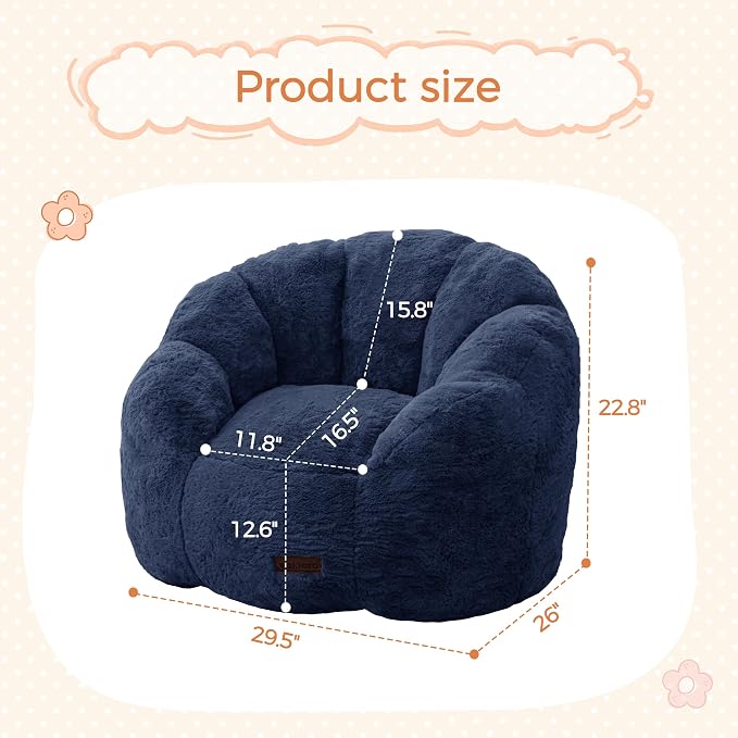MAXYOYO Kids Bean Bag Chair, Floral Shaped Bean Bag Sofa, Plush Faux Fur - Image 2