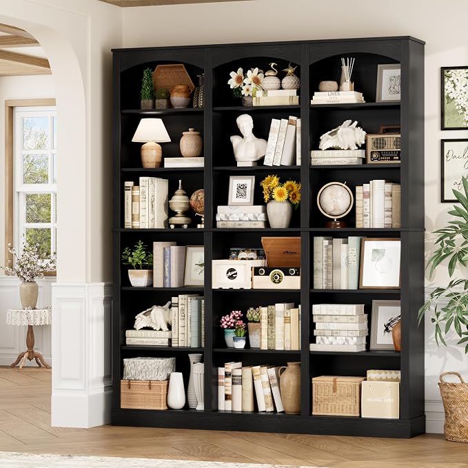 FACBOTALL 71" Triple Wide Bookshelf, 6 Tier Tall Bookshelf, Large Book Shelf - Image 4