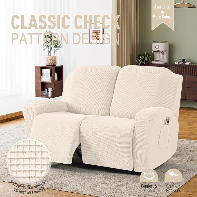 TAOCOCO Recliner Loveseat Slipcover, 6 Pieces Dual Recliner Sofa Covers - Image 2