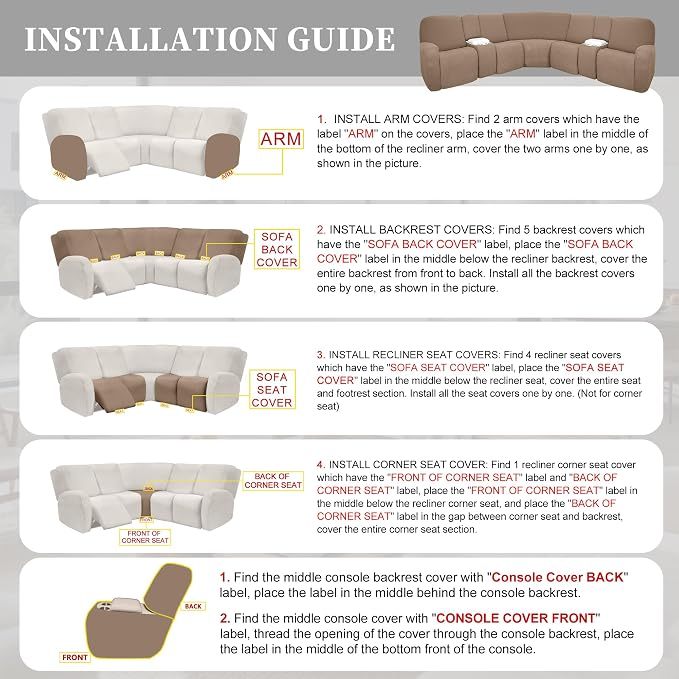 100% Waterproof Sectional Recliner Couch Covers - Image 7