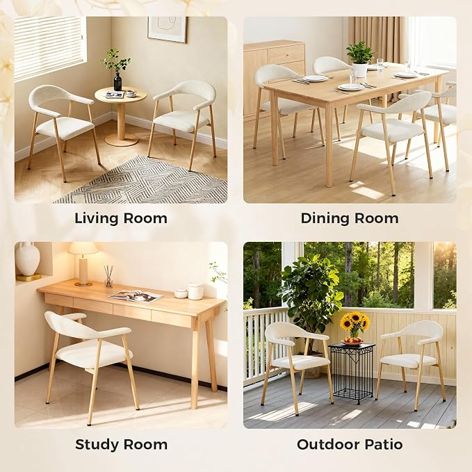 DUMOS Dining Chairs Set of 2, Linen Fabric Upholstered Kitchen Side Chairs - Image 6