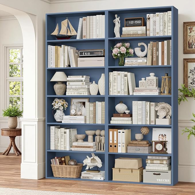 FOTOSOK 6-Tier Open Bookcase and Bookshelf Set of 2, Freestanding Display - Image 3