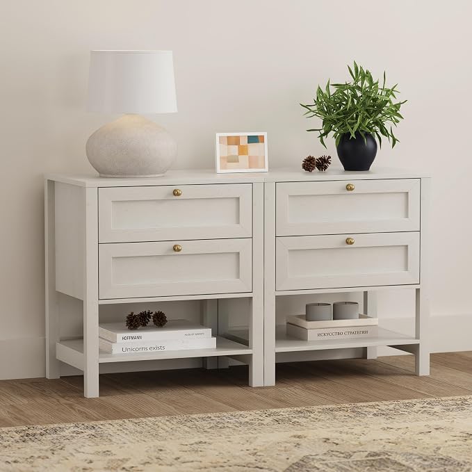 EYYTHUNG Farmhouse Nightstand Set of 2, Wooden Farmhouse Floor Night Stand by EYYTHUNG