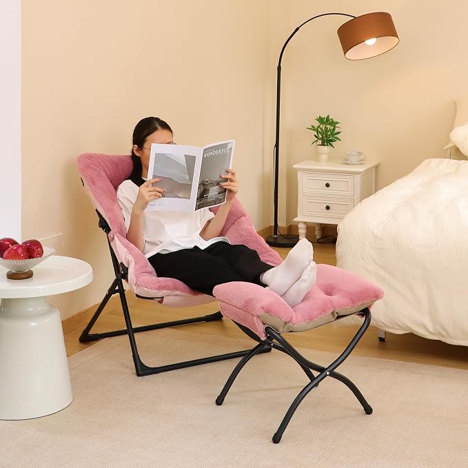 Comfy Saucer Chair for Adults, Soft Faux Fur Bedroom Chair, Accent Dorm Chairs - Image 5