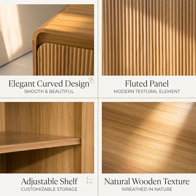 FURSUN 61" Modern Fluted Sideboard - Image 6