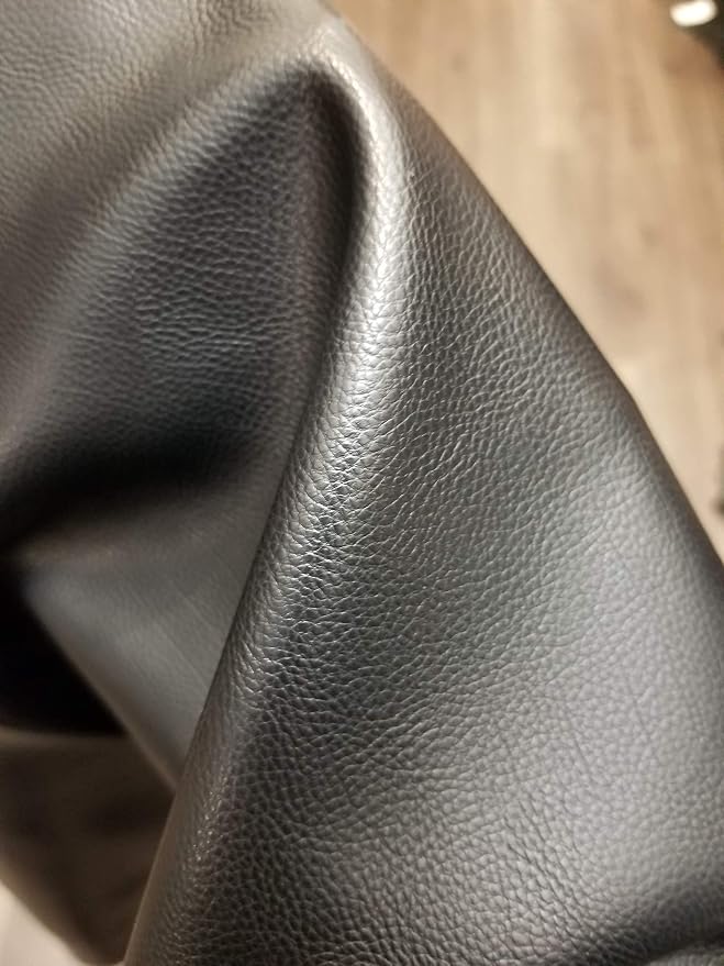 Black Soft Faux Vegan PU Leather by The Yard Synthetic Pleather 0.9 mm Nappa - Image 3