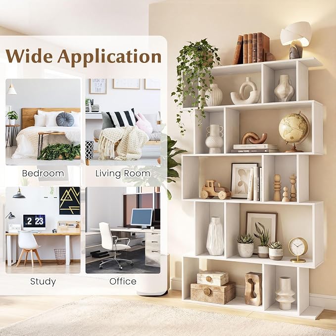 Giantex 5-Tier Bookshelves Set of 2, 10-Cube Geometric Bookcase - Image 6