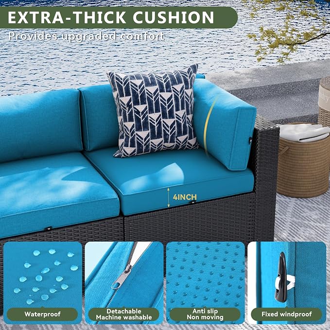 Aoxun 7 Piece Patio Furniture Set, Wicker Rattan Patio Sectional Sofa, Outdoor - Image 5