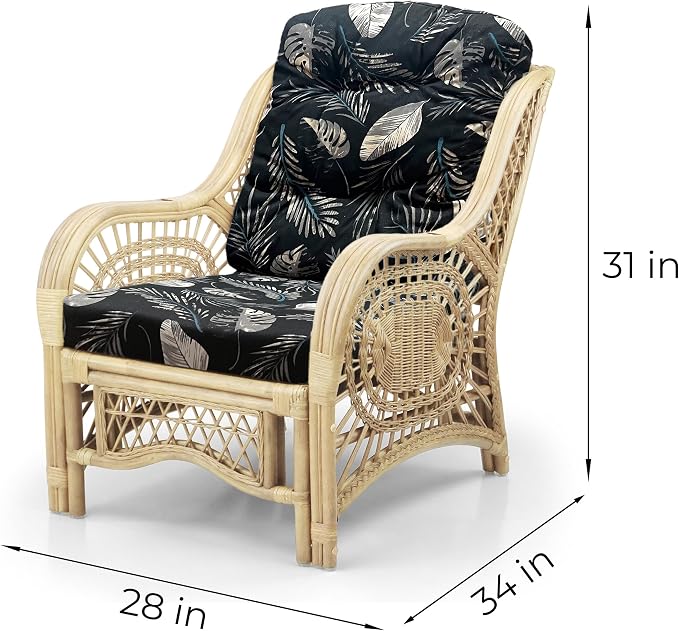 Malibu Lounge Living Accent Armchair Natural Rattan Wicker Handmade Design - Image 2