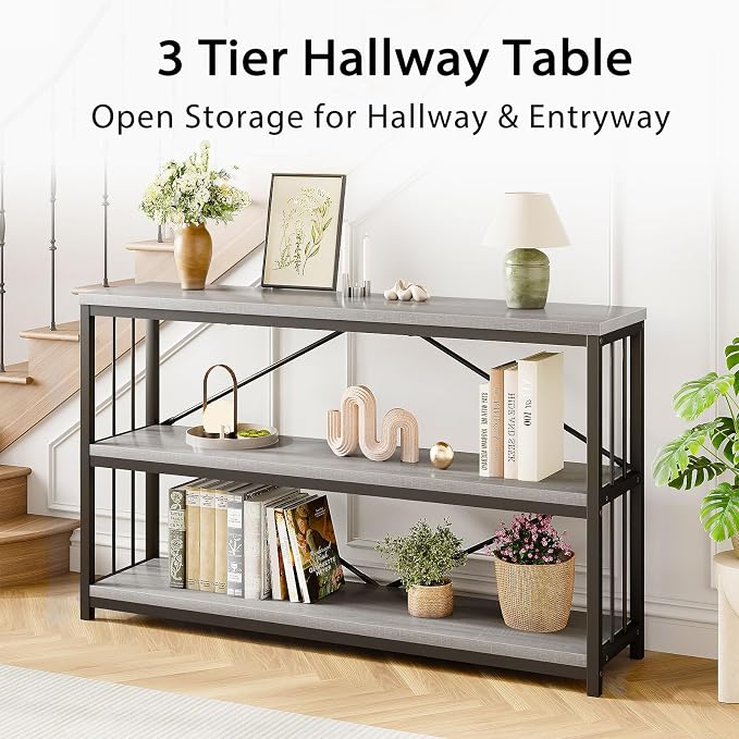 LVB Farmhouse Entryway Table, Metal Wood Console Table - Image 6