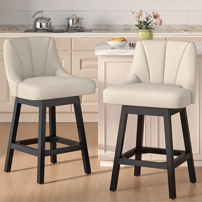 YaFiti Swivel Bar Stools Set of 2, 26 Inch Counter Height Bar Stools by YaFiti