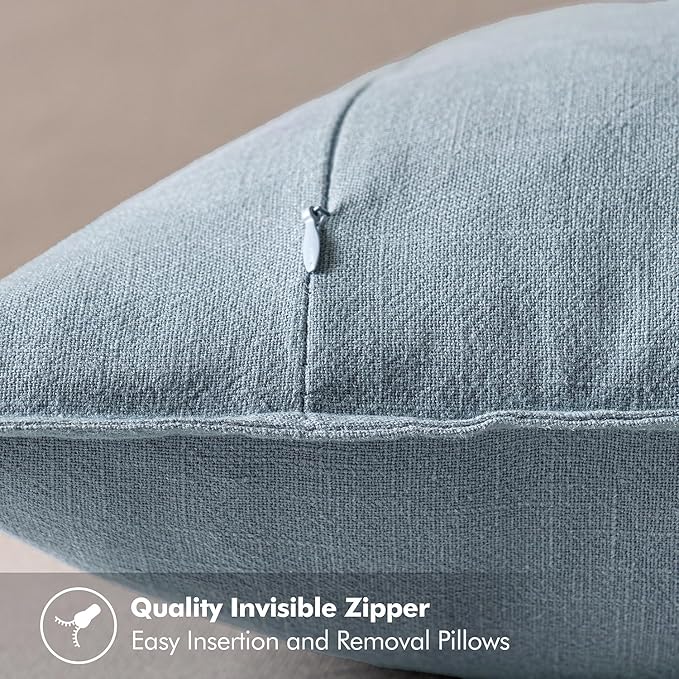 MIULEE Decorative Linen Pillow Covers 20x20 Inch Blue Grey ​Boho Farmhouse​ - Image 5
