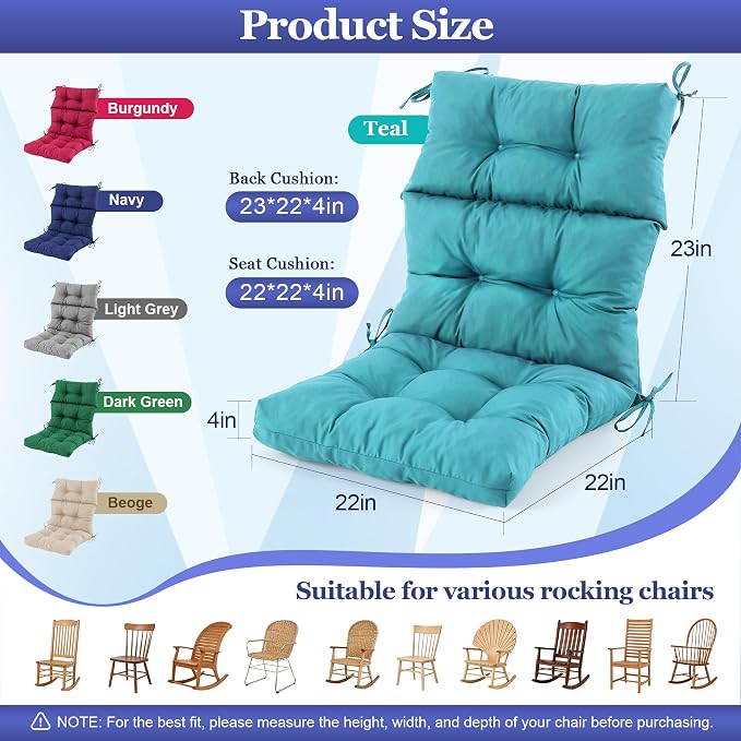 Rocking Chair Cushion, Waterproof and Fade-Resistant Adirondack Rocker Cushions - Image 2