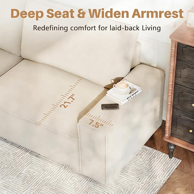 Vesgantti 85'' Chenille Couch for Living Room, 3 Seater Comfy Sofa - Image 4