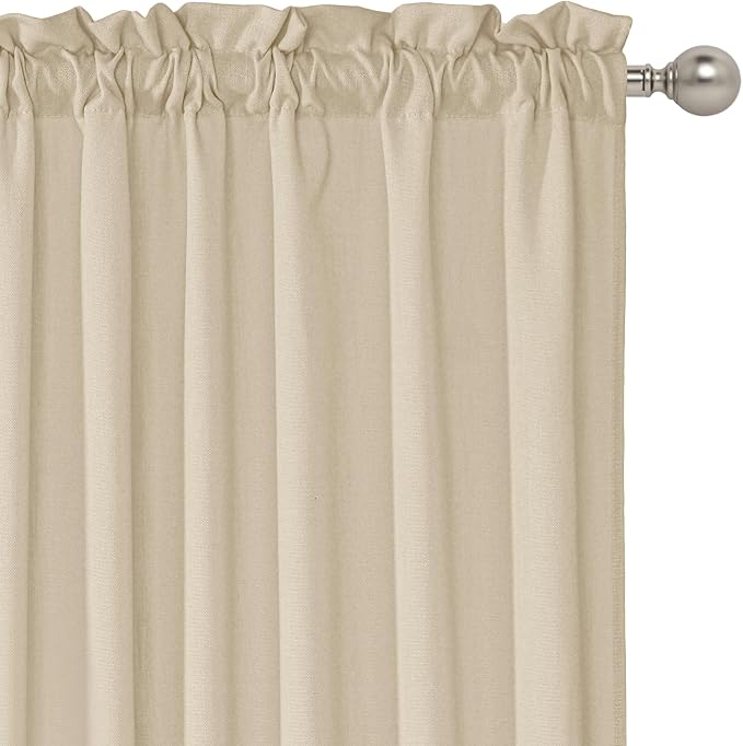 RYB HOME Short Kitchen Valances Faux Linen Blended 2 Panels Privacy Protect - Image 3