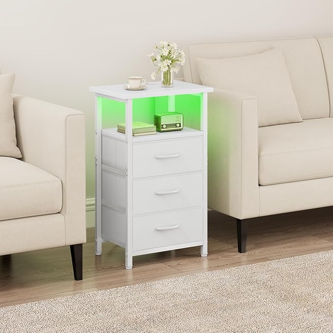 Vagusicc Night Stand with Charging Station, LED Nightstand - Image 6