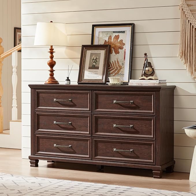 SAVOR LIFE Farmhouse Espresso 6 Drawer Dresser - Image 5