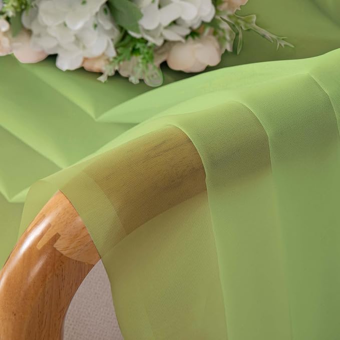 Chyhomenyc Lime Sheer Curtains 45 Inch Long 2 Panels, Light Filtering Short - Image 2