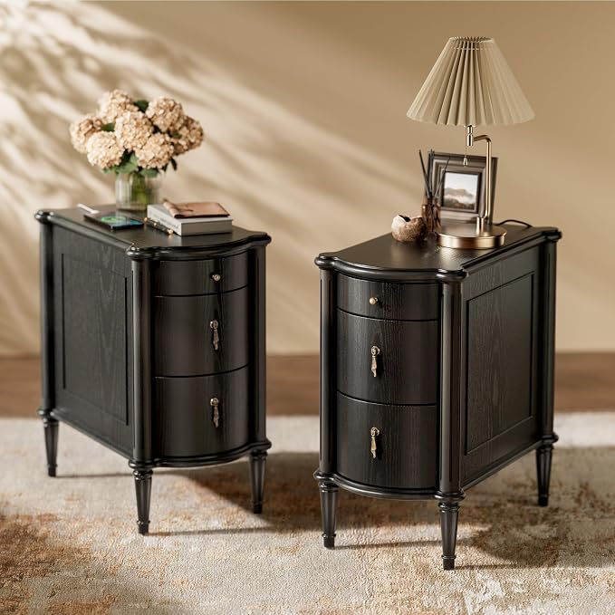 STO'SENSE Nightstand w/Charging Station & 3 Drawers, Pre-Assembled, Vintage by STOSENSE