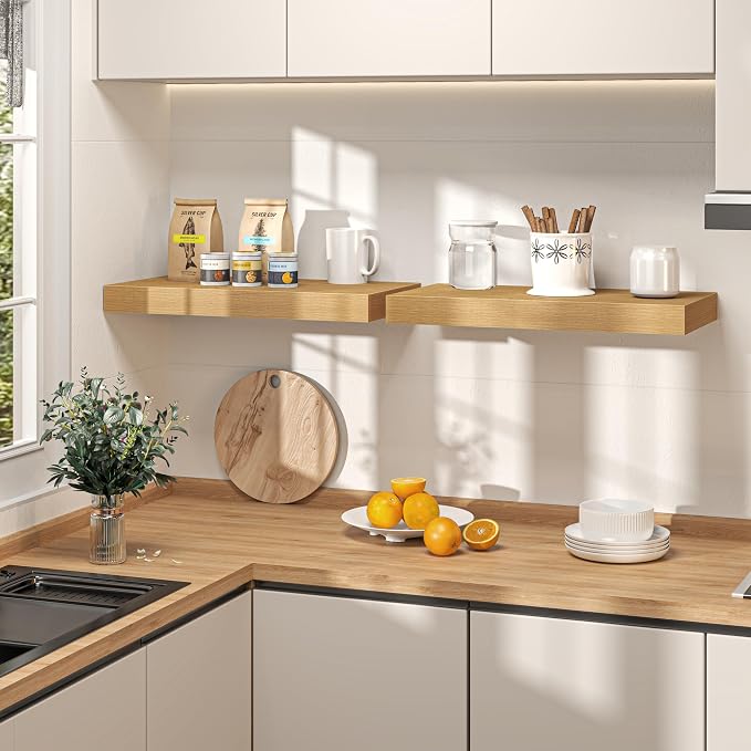 Oak Floating Shelves 55Inch Long, 12 Inch Deep Floating Shelves - Image 8