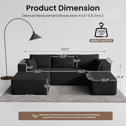 106" Cloud Sectional Boneless Couches - Image 2