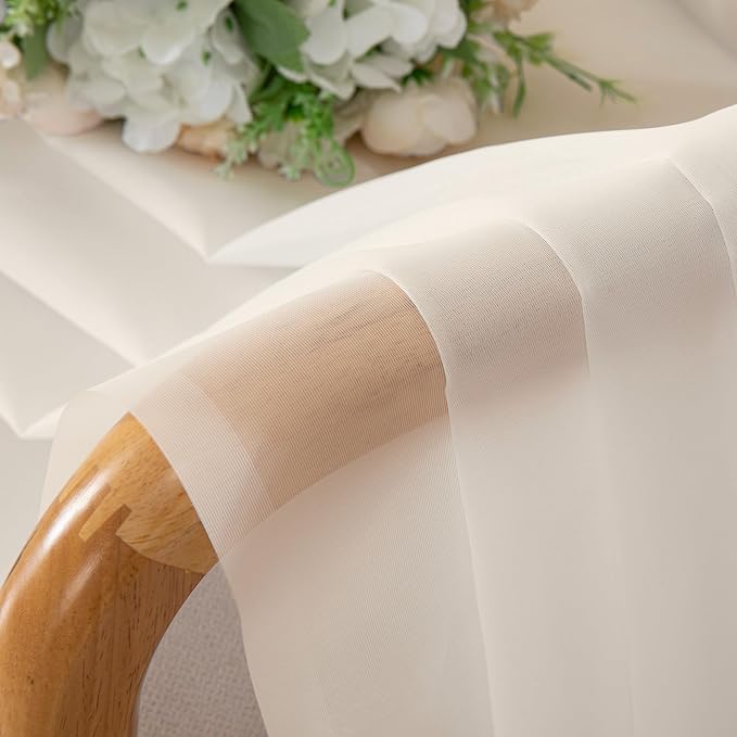 Simplebrand Cream Sheer Curtains 84 Inches Long, Light Filtering Rod Pocket - Image 6