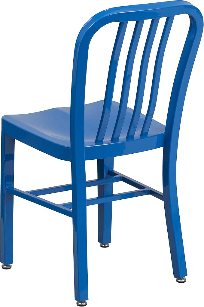 Flash Furniture Gael Commercial Grade 2 Pack Blue Metal Indoor-Outdoor Chair - Image 5