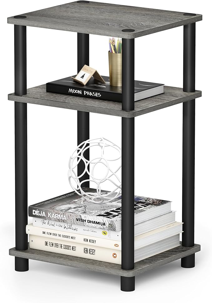 Furinno JUST Side Table Set of 2, 3-Tier Modern End Tables, Open Shelves Night - Image 7