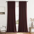 Guken Reddish Brown 100% Blackout Linen Curtains 120 Inch Length 2 Panels Set by Guken