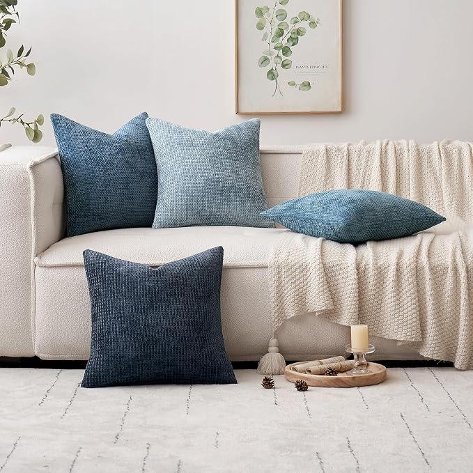 MIULEE Pack of 2 Euro Sham Pillow Covers 24x24 Inch Coastal Smoke Blue Modern - Image 2