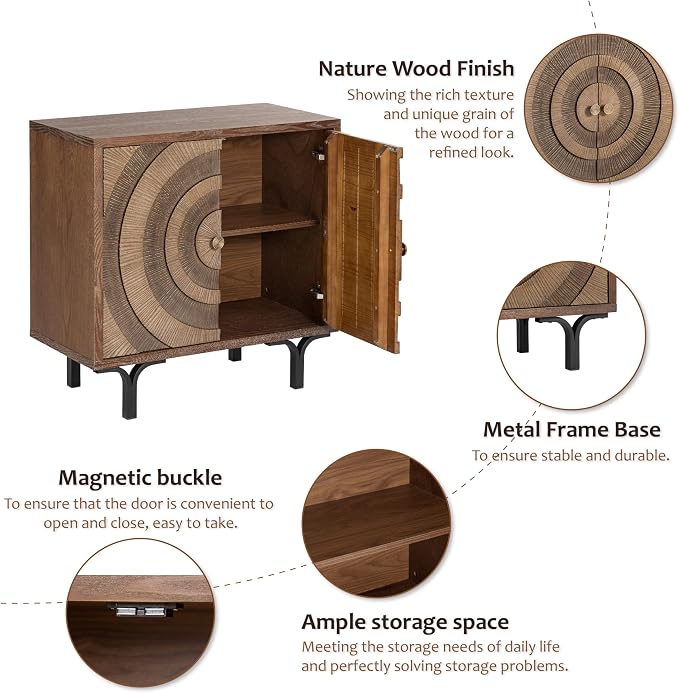 Aoikax Farmhouse 2-Door Storage Cabinet, Accent Wooden Storage Cabinet - Image 4