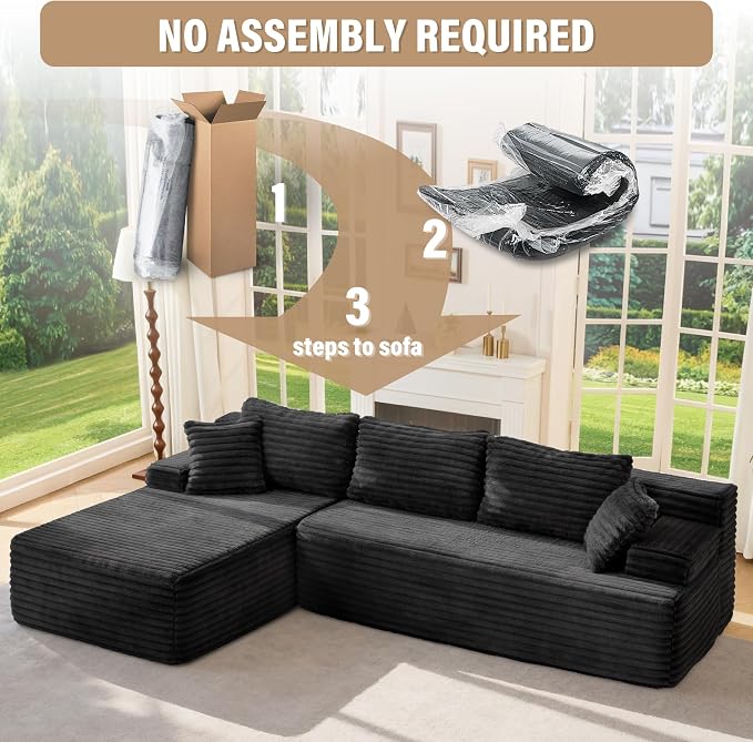 Hobestluk Modular Sectional Sofa Couches L-Shape Couch 3 Seat Modular Sofa - Image 7