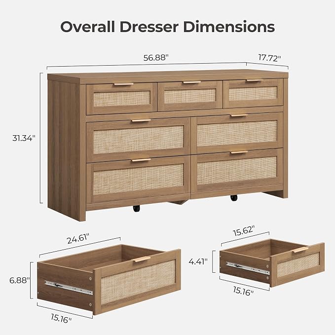 SICOTAS 7 Drawer Dresser for Bedroom, Large Chest of Drawers for Bedroom - Image 3