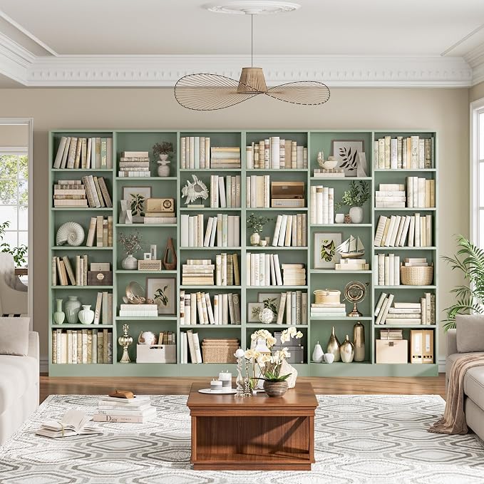 FACBOTALL Triple Wide Bookshelf, 6 Tier Large Bookshelf, Bookcase - Image 2