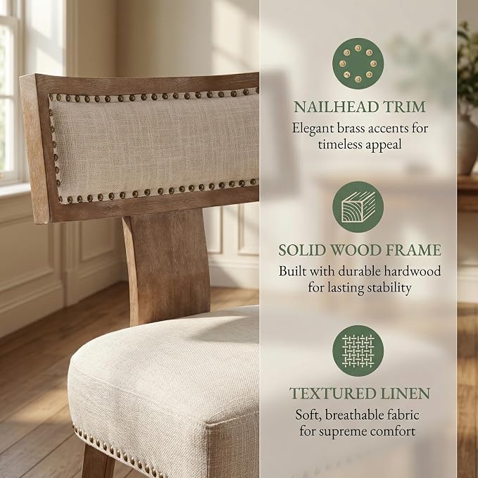 VESCASA Linen Upholstered Dining Chairs - Image 3